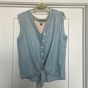 Nautica denim button down, tie front shirt